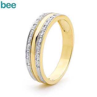 Bee Jewelry Diamond Set Dress 9 ct gold finger ring with diamonds